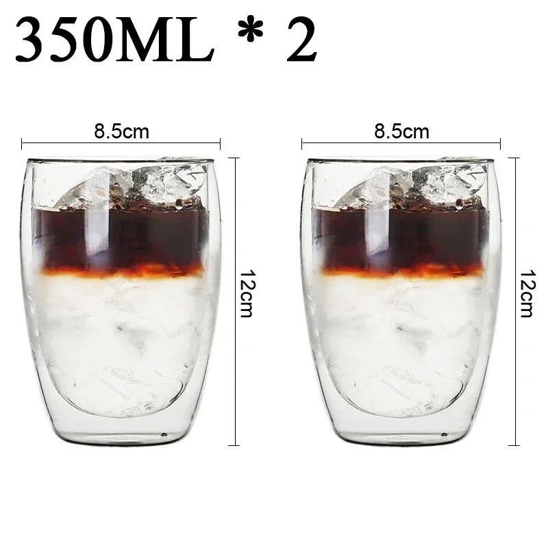 2-18PCS Double Wall High Borosilict Glass Hrnky na hrnečky na rejnoky, čaj, kávu, mléko a džusy, dárková sada nápojového zboží Creative Bar