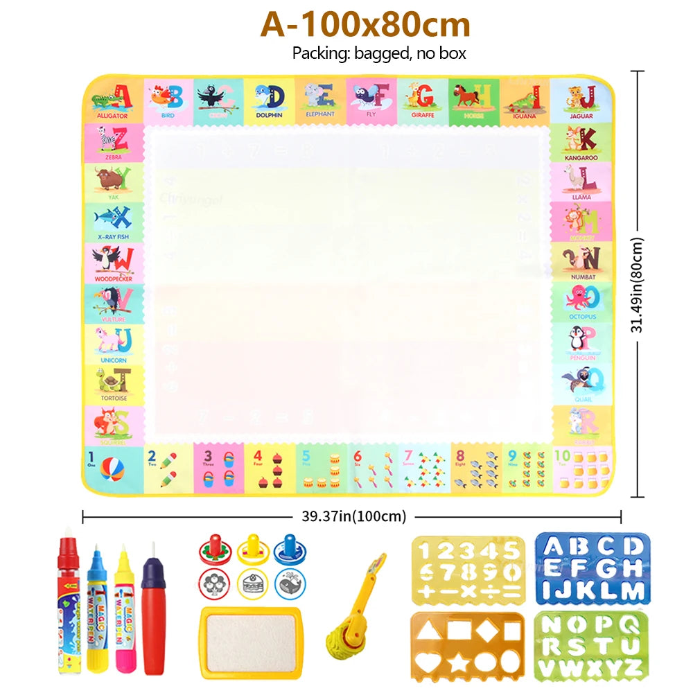 100x80CM Montessori Magic Drawing Board Reasonable Water Doodle Mat for Kids Educational Art & Pen Control Training