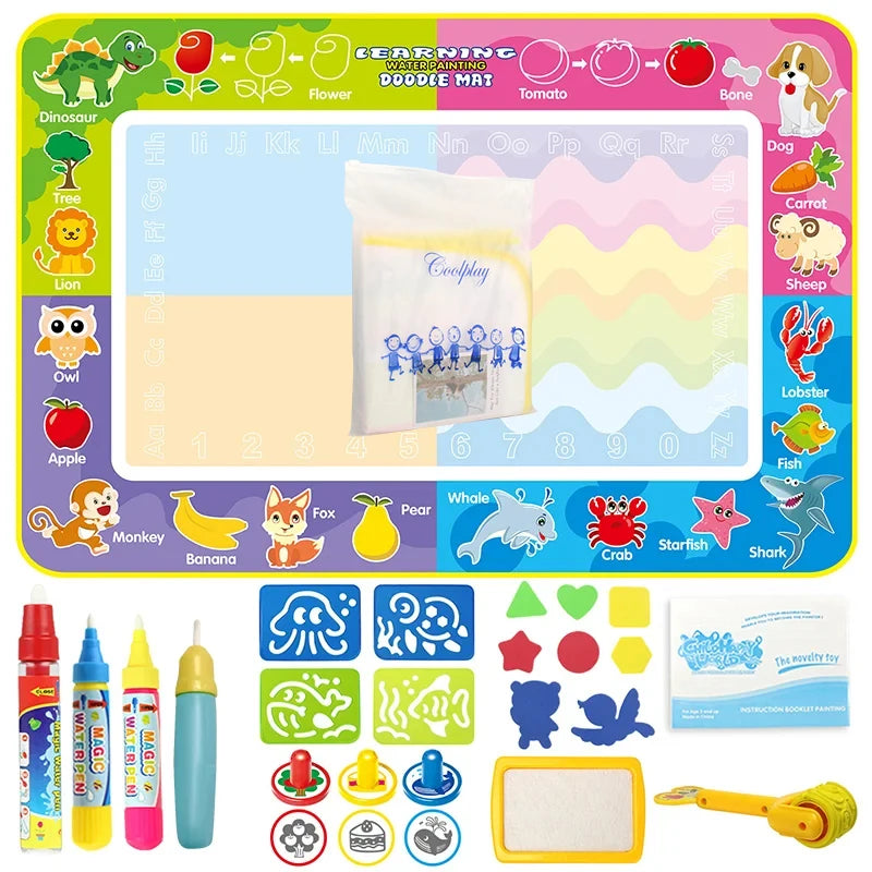 100x80CM Magic Water Drawing Mat Reasonable Doodle Board Montessori Educational Toy for Kids
