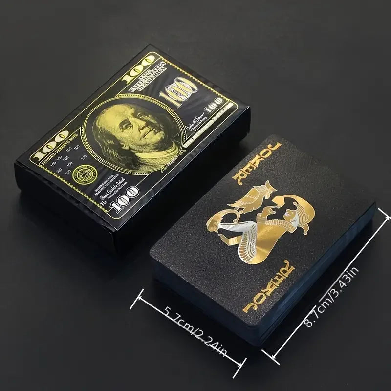 55PCS Zlatá fólie hrací karty 24K Zlatá plastová pokerová sada, voděodolná a odolná kouzelná hra karty