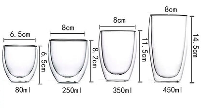 2-18PCS Double Wall High Borosilict Glass Hrnky na hrnečky na rejnoky, čaj, kávu, mléko a džusy, dárková sada nápojového zboží Creative Bar