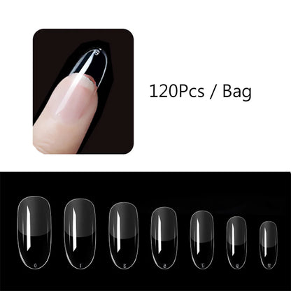 120PCS Matte Press-On Nail Tips – Soft Full-Cover Oval Almond False Nails for DIY Manicure