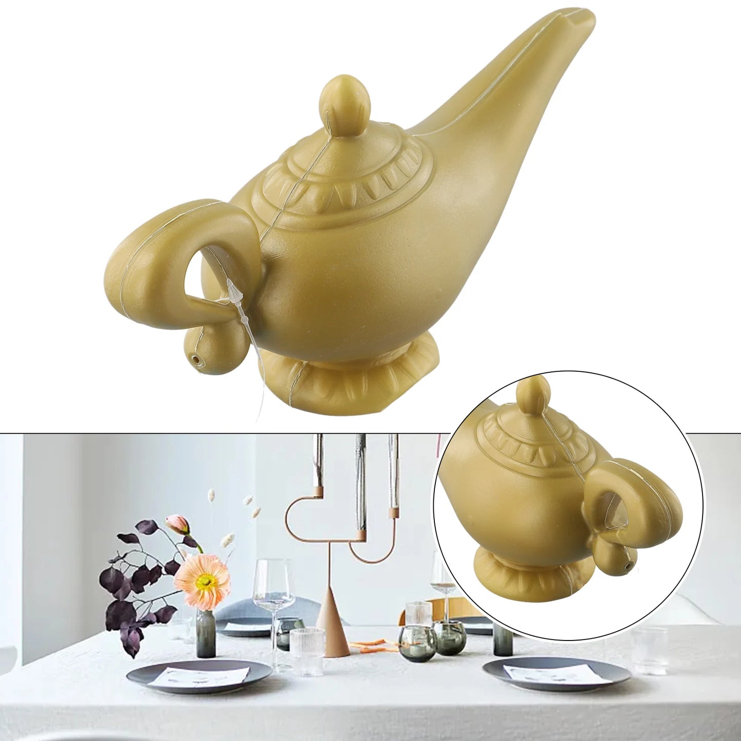 Aladdin Genie Lampy Kostýmy Prop Vintage Dekorativní čaj, Retro Magic Lamp Ornament pro Halloween, Vánoční a Party Dekorace