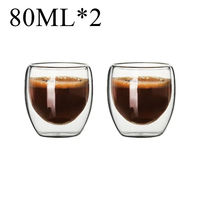 2-18PCS Double Wall High Borosilict Glass Hrnky na hrnečky na rejnoky, čaj, kávu, mléko a džusy, dárková sada nápojového zboží Creative Bar