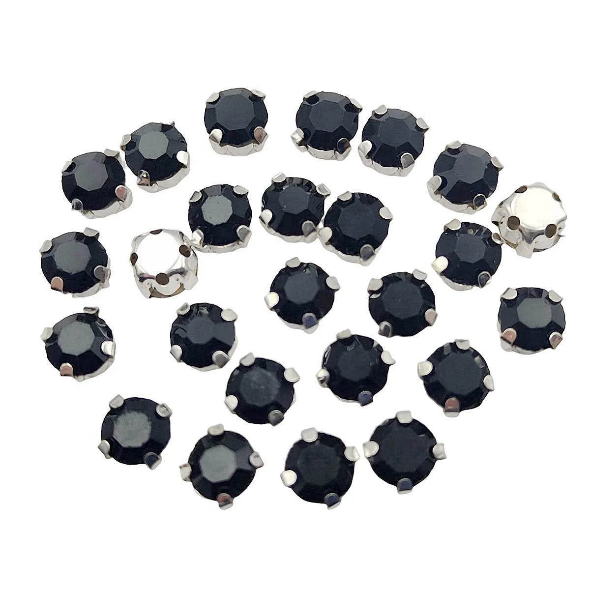 Kulaté skleněné šatníky s drápkem ? Silver Base Šít-On krystaly pro oblečení, boty, a řemesla