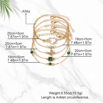 5ks Vintage Rhinstone Náramek Set ~ Infinity & Geometric Designs, Módní šperky pro ženy, Perfektní dárek & Nenáročné oblečení