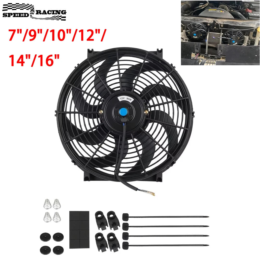 Univerzální 7/9/10/12/14/16 Inch 12V 80W Auto Radiátor Chlazení Fan Blade - elektrické klimatizace Ventilátor Kit 2100RPM