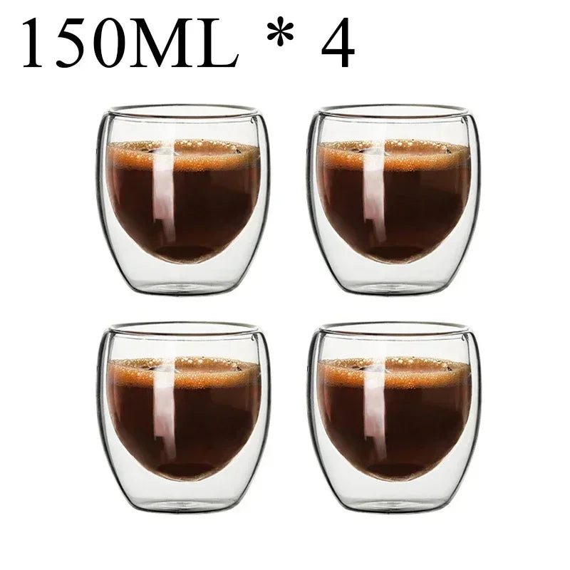 2-18PCS Double Wall High Borosilict Glass Hrnky na hrnečky na rejnoky, čaj, kávu, mléko a džusy, dárková sada nápojového zboží Creative Bar