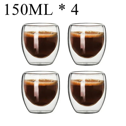 2-18PCS Double Wall High Borosilict Glass Hrnky na hrnečky na rejnoky, čaj, kávu, mléko a džusy, dárková sada nápojového zboží Creative Bar