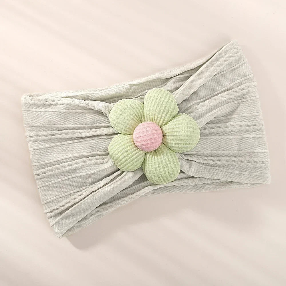 1Pc Baby Nylon Headscarf ? Ruční květinová čelenka pro novorozené dívky, batole elastické vlasy Turban