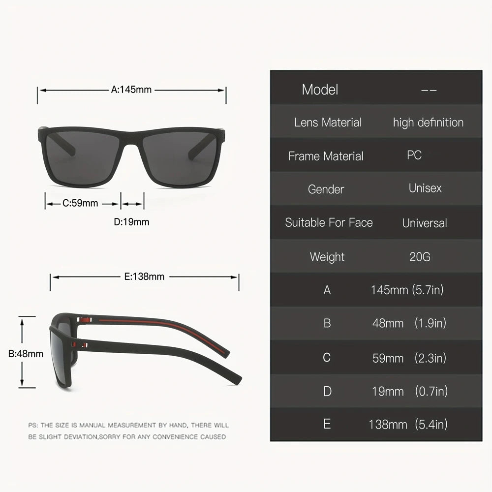 Fashion Vintage Square Polarized Sunglasses for Men & Women – Designer UV400 Driving & Fishing Eyewear