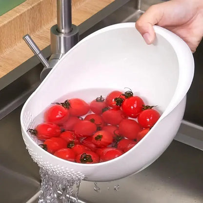 1PC Plastová rýže Sieve & Drain Košík s rukojetí Multi-Purpose Kuchyň Smyčcová mísa na mytí rýže, zeleniny a ovoce
