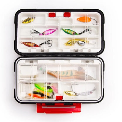 Premium Vodotěsný dvoused-rybolov Tackle Box Ş Multifunkční Bait & Tool Organizátor