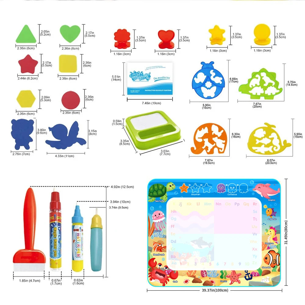 100x80CM Magic Water Drawing Mat Reasonable Doodle Board Montessori Educational Toy for Kids