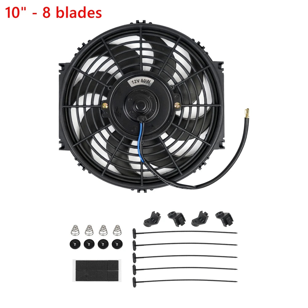 Univerzální 7/9/10/12/14/16 Inch 12V 80W Auto Radiátor Chlazení Fan Blade - elektrické klimatizace Ventilátor Kit 2100RPM