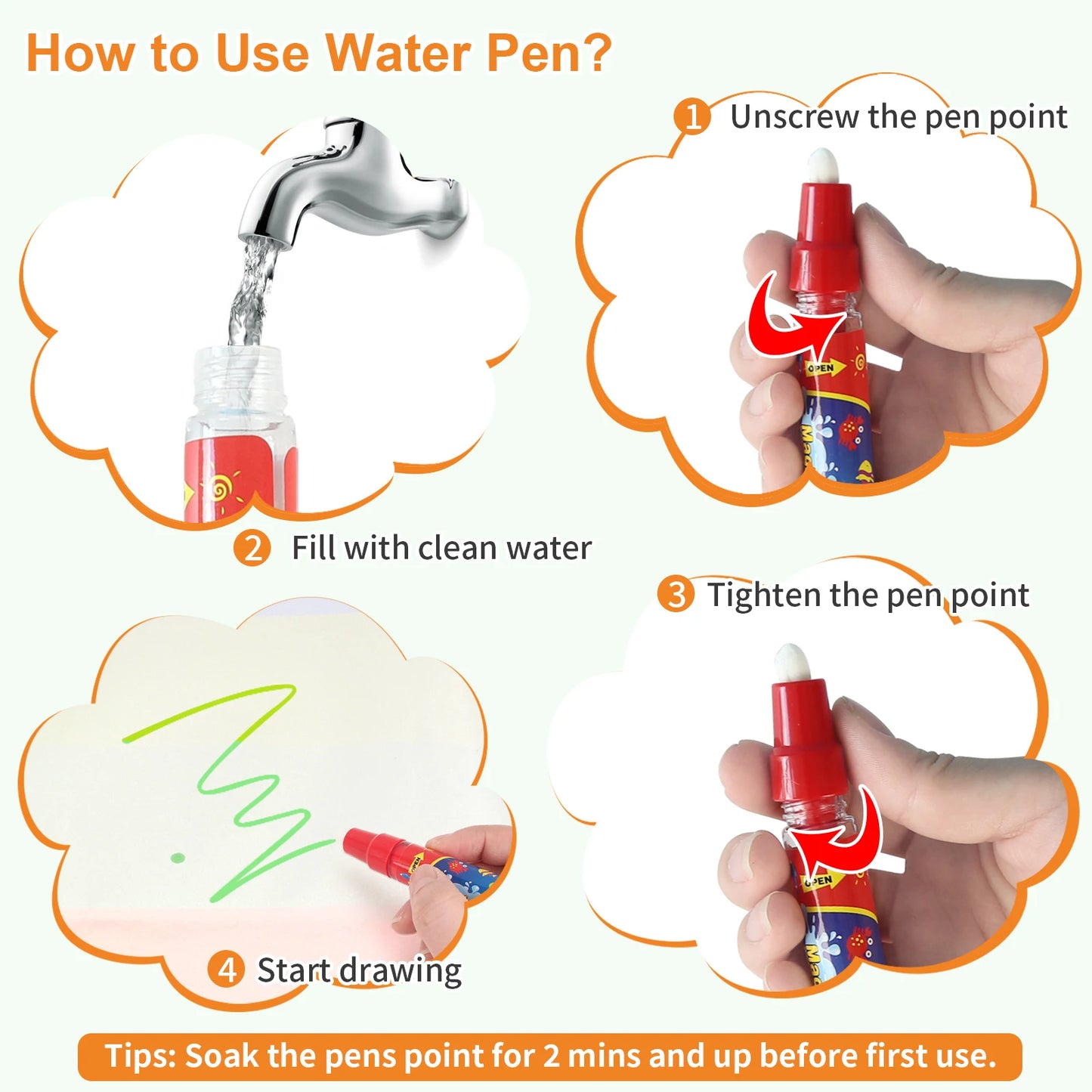 100x80CM Magic Water Drawing Mat Reasonable Doodle Board Montessori Educational Toy for Kids