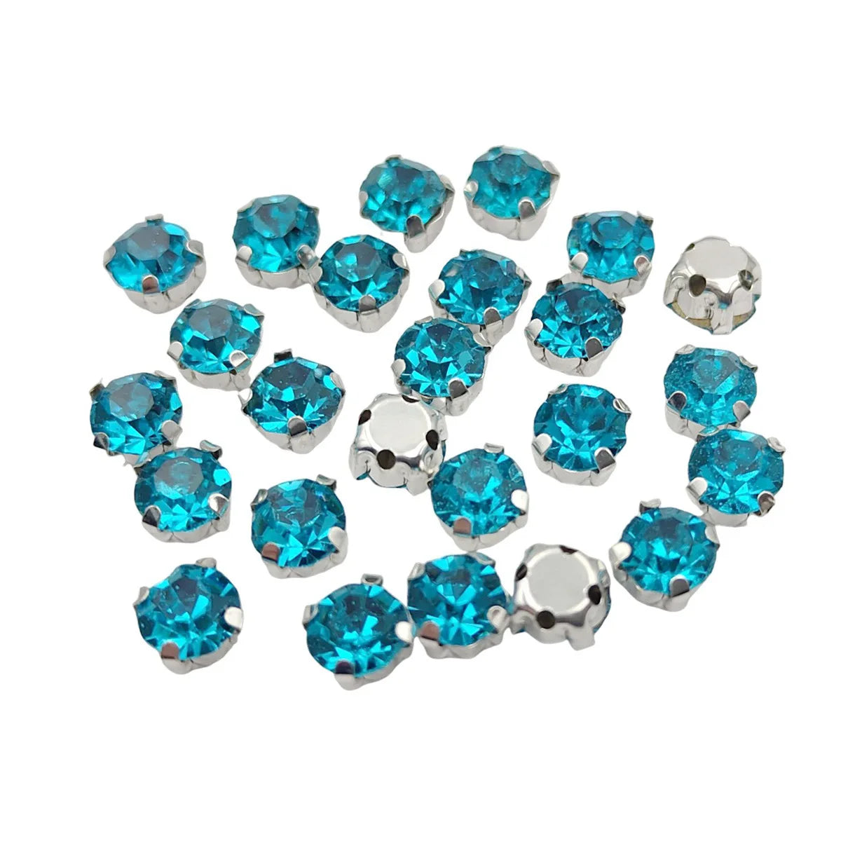 Kulaté skleněné šatníky s drápkem ? Silver Base Šít-On krystaly pro oblečení, boty, a řemesla