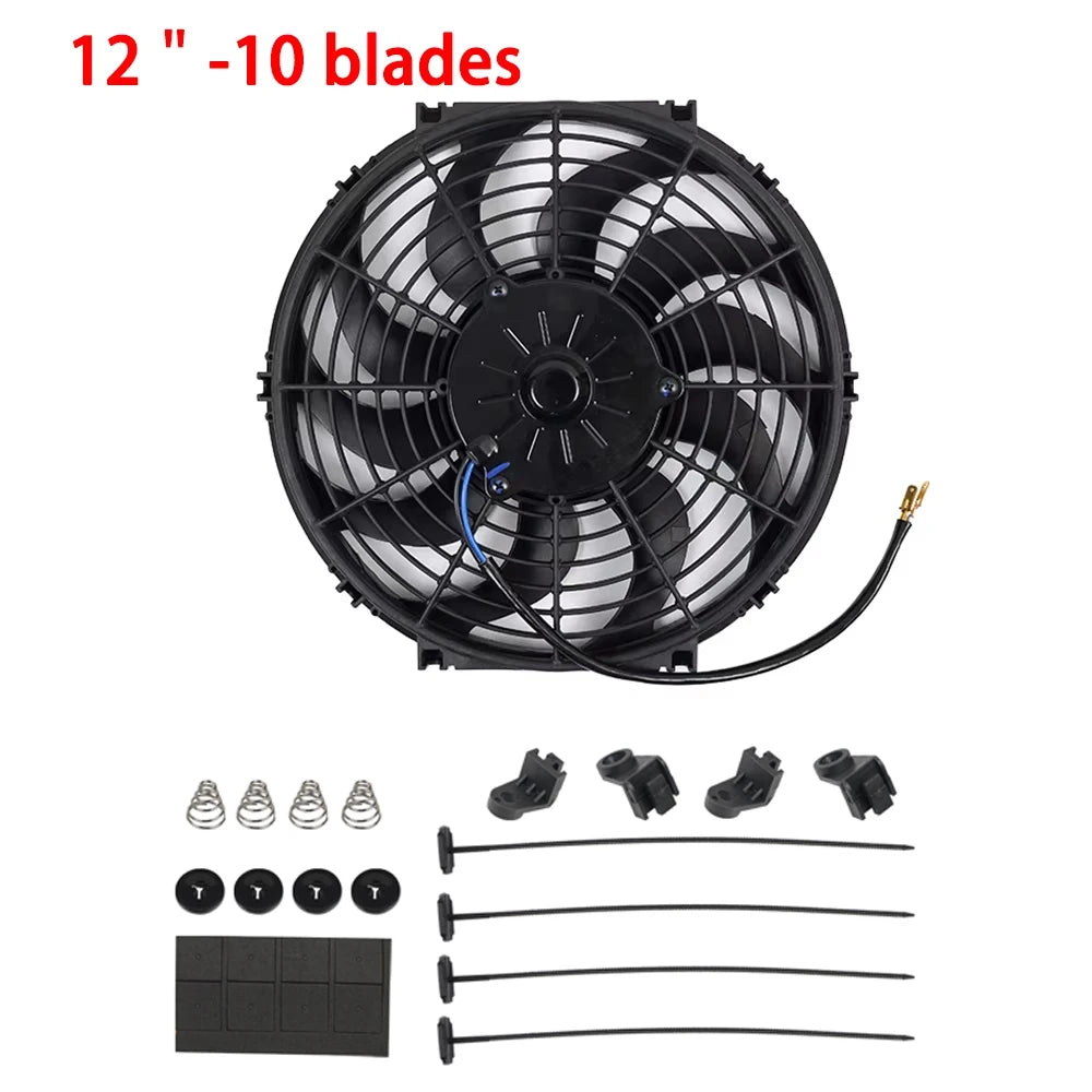 Univerzální 7/9/10/12/14/16 Inch 12V 80W Auto Radiátor Chlazení Fan Blade - elektrické klimatizace Ventilátor Kit 2100RPM