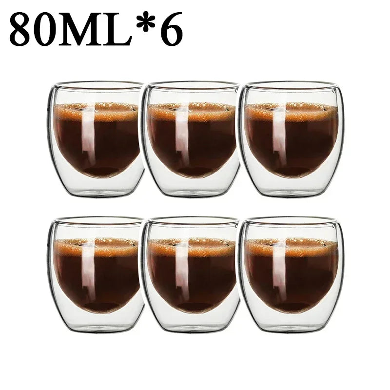 2-18PCS Double Wall High Borosilict Glass Hrnky na hrnečky na rejnoky, čaj, kávu, mléko a džusy, dárková sada nápojového zboží Creative Bar