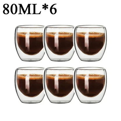 2-18PCS Double Wall High Borosilict Glass Hrnky na hrnečky na rejnoky, čaj, kávu, mléko a džusy, dárková sada nápojového zboží Creative Bar