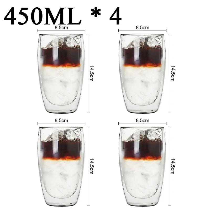 2-18PCS Double Wall High Borosilict Glass Hrnky na hrnečky na rejnoky, čaj, kávu, mléko a džusy, dárková sada nápojového zboží Creative Bar