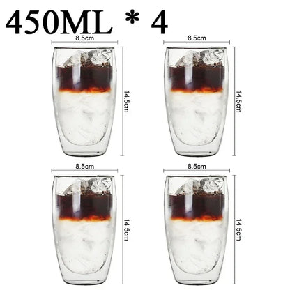 2-18PCS Double Wall High Borosilict Glass Hrnky na hrnečky na rejnoky, čaj, kávu, mléko a džusy, dárková sada nápojového zboží Creative Bar