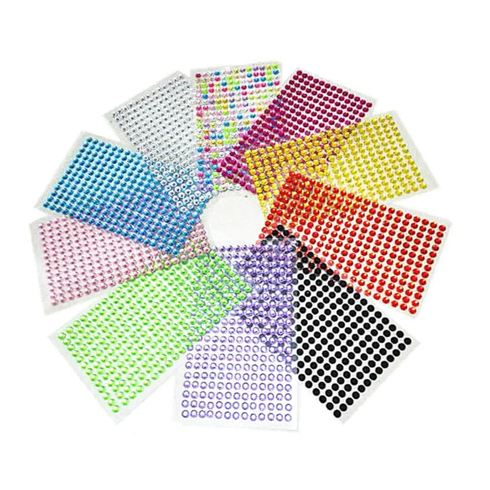 1040/900/504Pcs Acrylic Drill DIY Crystal Rhinestone Self-Adhesive Stickers for Phone Cases, Cards, and Crafts