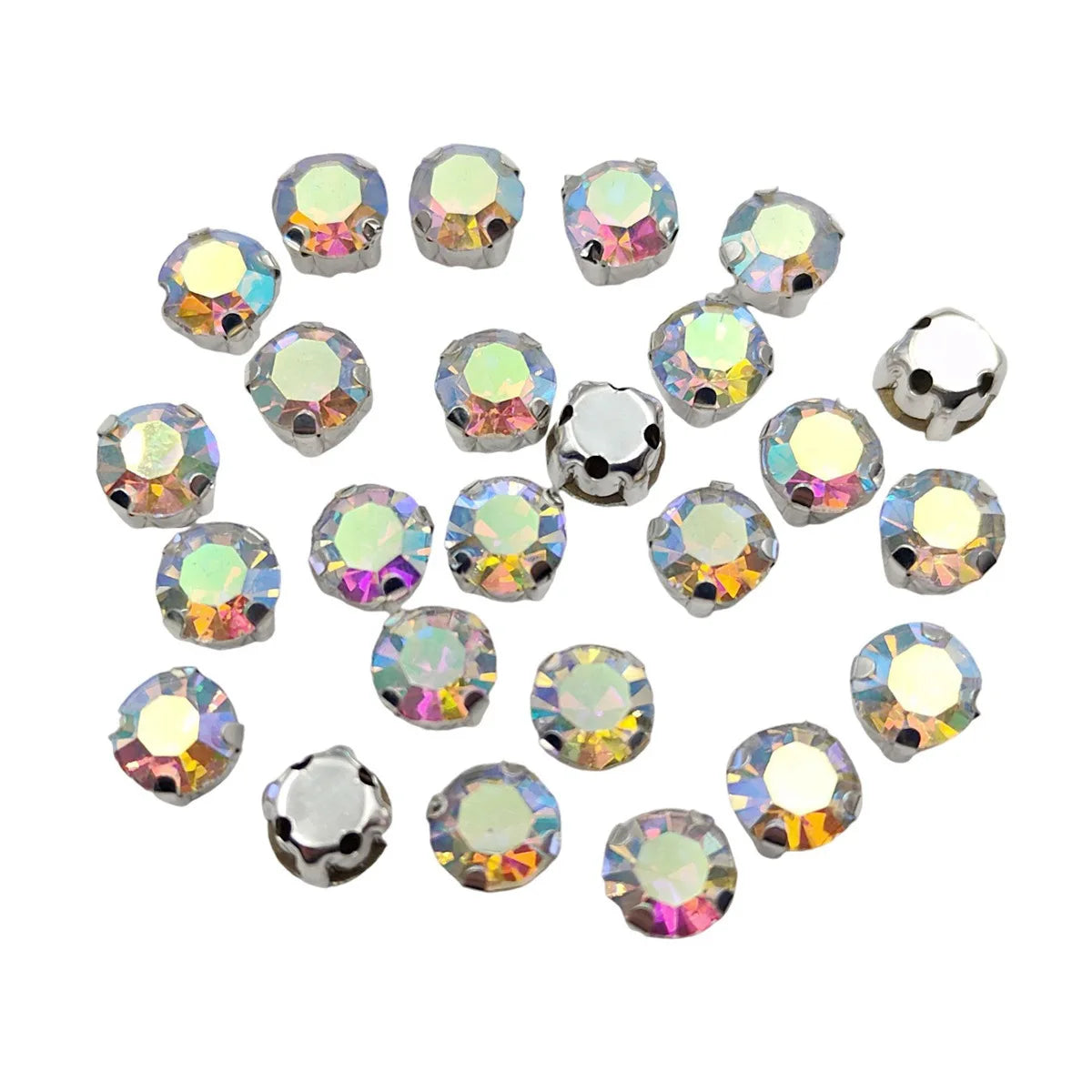 Kulaté skleněné šatníky s drápkem ? Silver Base Šít-On krystaly pro oblečení, boty, a řemesla