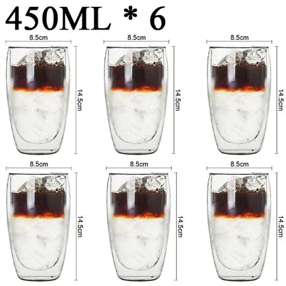 2-18PCS Double Wall High Borosilict Glass Hrnky na hrnečky na rejnoky, čaj, kávu, mléko a džusy, dárková sada nápojového zboží Creative Bar