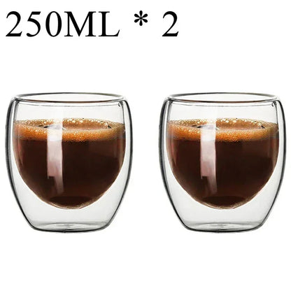 2-18PCS Double Wall High Borosilict Glass Hrnky na hrnečky na rejnoky, čaj, kávu, mléko a džusy, dárková sada nápojového zboží Creative Bar