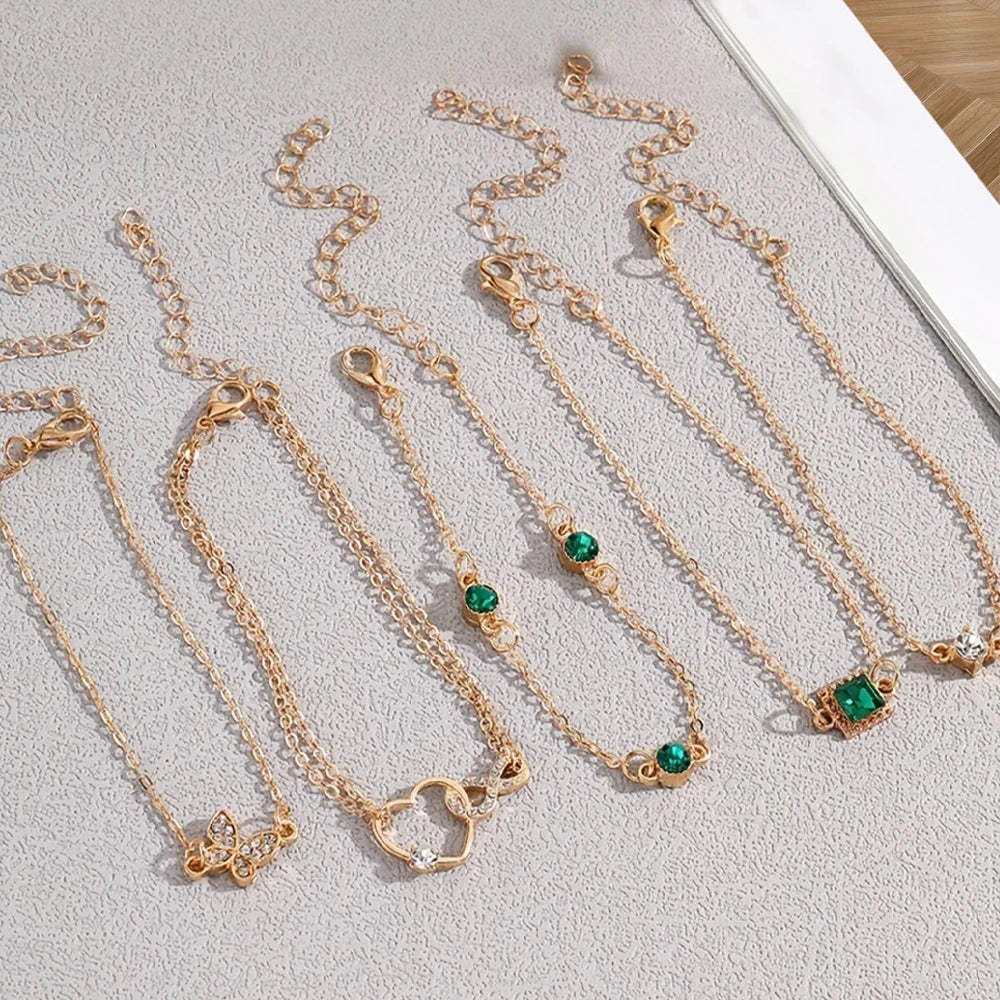 5ks Vintage Rhinstone Náramek Set ~ Infinity & Geometric Designs, Módní šperky pro ženy, Perfektní dárek & Nenáročné oblečení