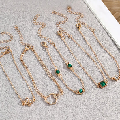 5ks Vintage Rhinstone Náramek Set ~ Infinity & Geometric Designs, Módní šperky pro ženy, Perfektní dárek & Nenáročné oblečení