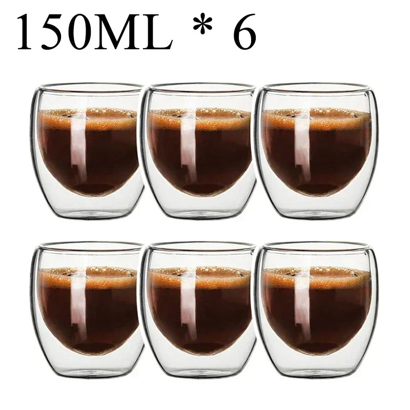 2-18PCS Double Wall High Borosilict Glass Hrnky na hrnečky na rejnoky, čaj, kávu, mléko a džusy, dárková sada nápojového zboží Creative Bar