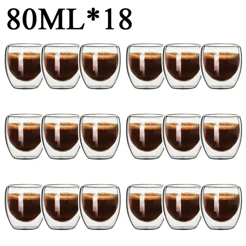 2-18PCS Double Wall High Borosilict Glass Hrnky na hrnečky na rejnoky, čaj, kávu, mléko a džusy, dárková sada nápojového zboží Creative Bar