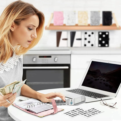 A6 PU Leather Budget Planner Mramor Notebook & Peníze Úspora Organizátor pro kancelář, školu a osobní finance
