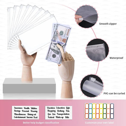 A6 PU Leather Budget Planner Mramor Notebook & Peníze Úspora Organizátor pro kancelář, školu a osobní finance