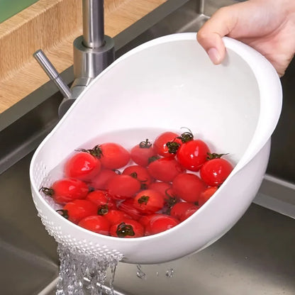 1PC Plastová rýže Sieve & Drain Košík s rukojetí Multi-Purpose Kuchyň Smyčcová mísa na mytí rýže, zeleniny a ovoce