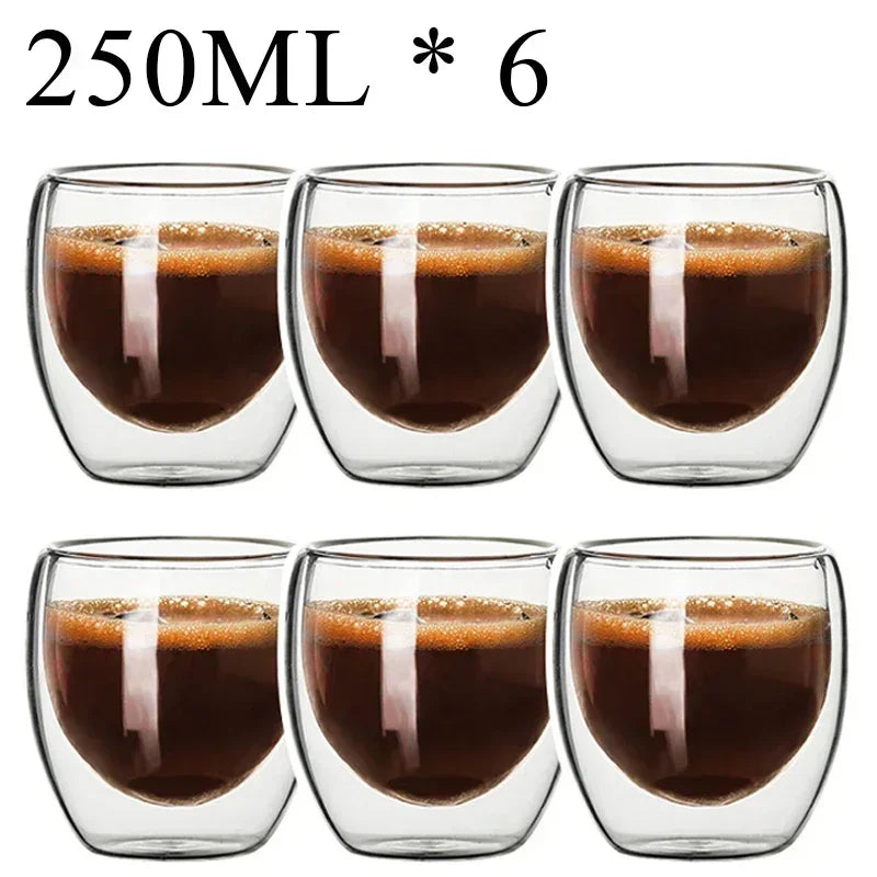 2-18PCS Double Wall High Borosilict Glass Hrnky na hrnečky na rejnoky, čaj, kávu, mléko a džusy, dárková sada nápojového zboží Creative Bar