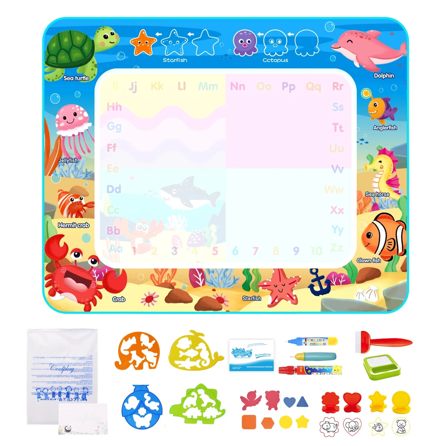 100x80CM Magic Water Drawing Mat Reasonable Doodle Board Montessori Educational Toy for Kids