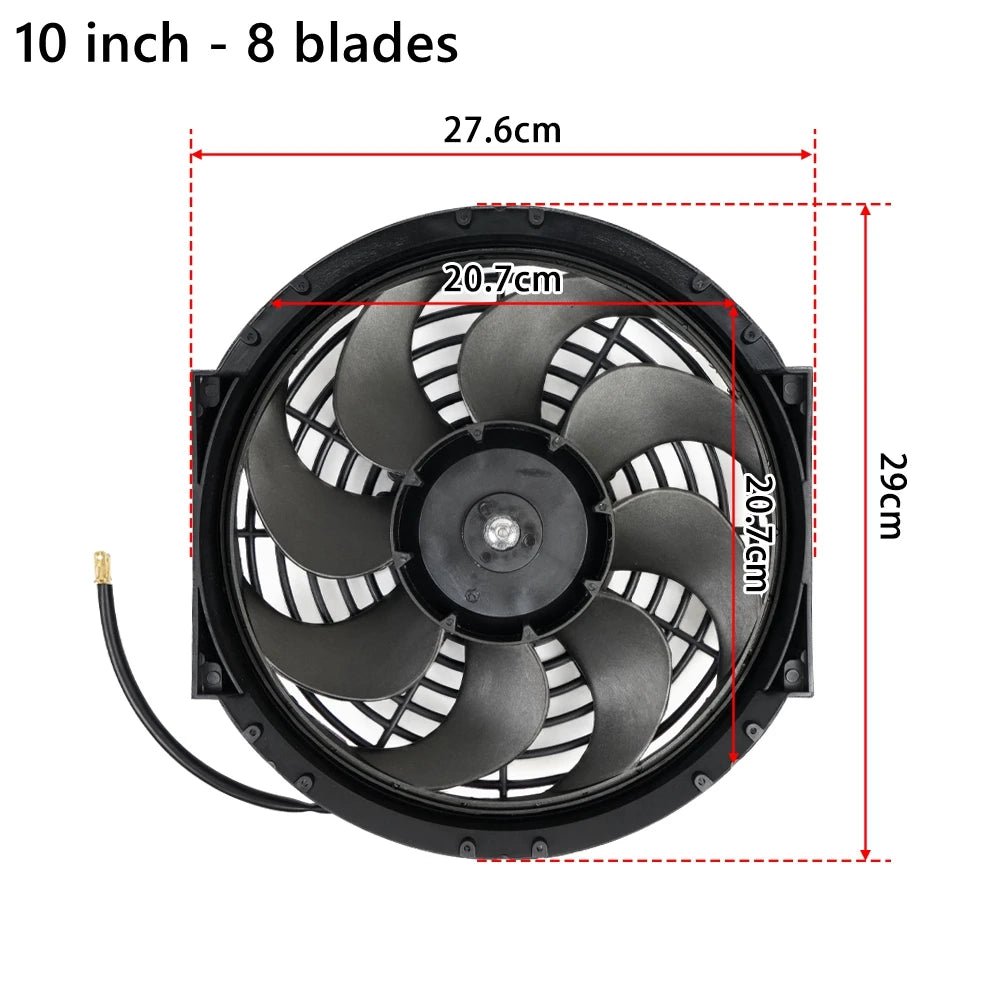 Univerzální 7/9/10/12/14/16 Inch 12V 80W Auto Radiátor Chlazení Fan Blade - elektrické klimatizace Ventilátor Kit 2100RPM