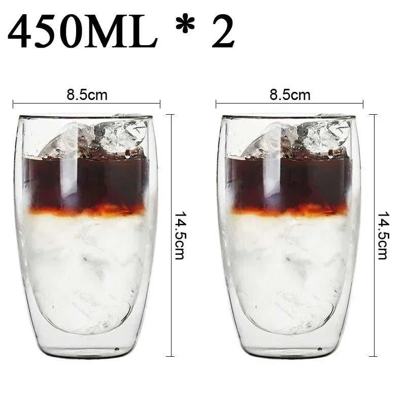 2-18PCS Double Wall High Borosilict Glass Hrnky na hrnečky na rejnoky, čaj, kávu, mléko a džusy, dárková sada nápojového zboží Creative Bar