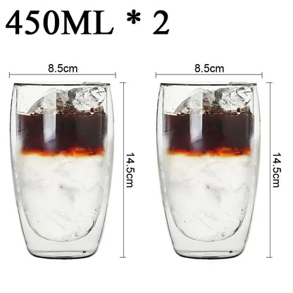 2-18PCS Double Wall High Borosilict Glass Hrnky na hrnečky na rejnoky, čaj, kávu, mléko a džusy, dárková sada nápojového zboží Creative Bar