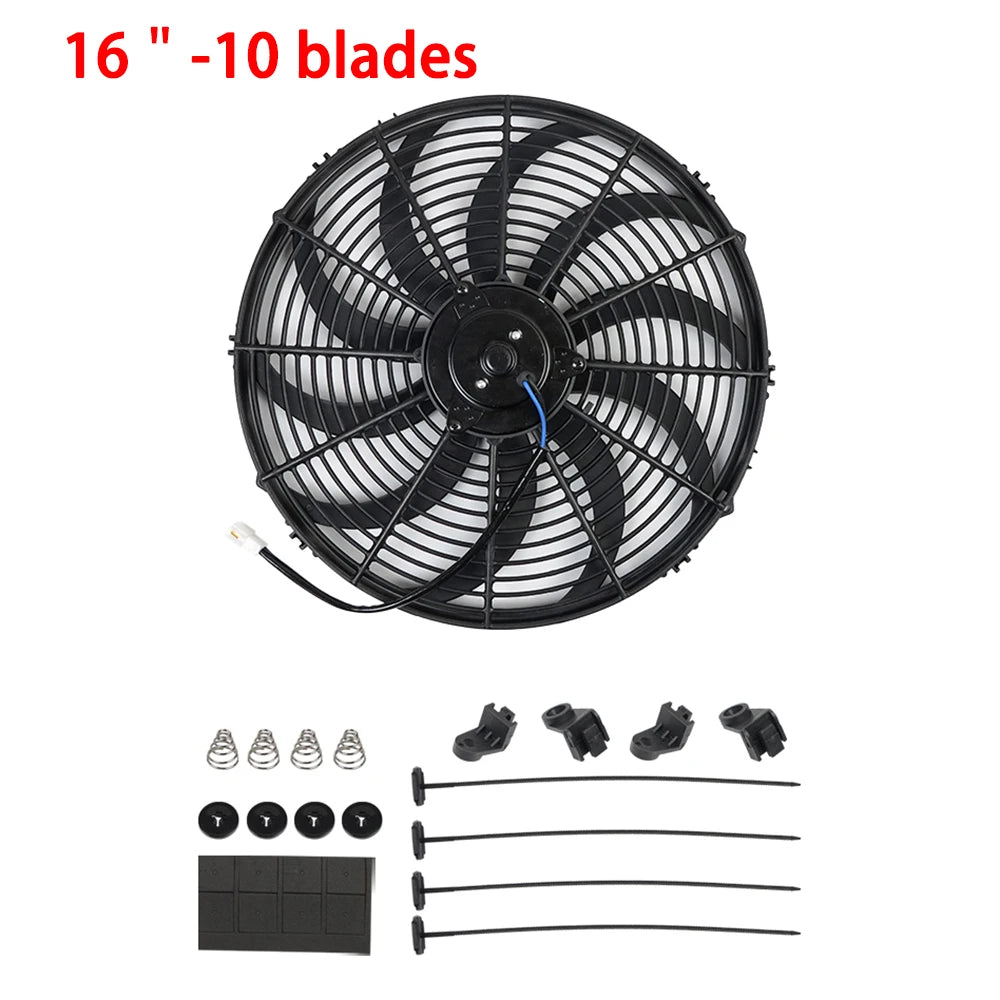 Univerzální 7/9/10/12/14/16 Inch 12V 80W Auto Radiátor Chlazení Fan Blade - elektrické klimatizace Ventilátor Kit 2100RPM