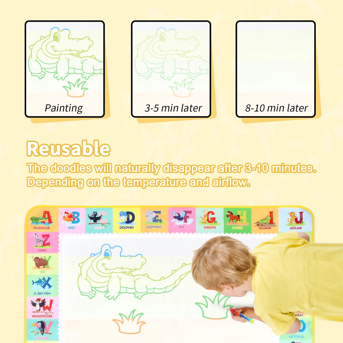 100x80CM Magic Water Drawing Mat Reasonable Doodle Board Montessori Educational Toy for Kids