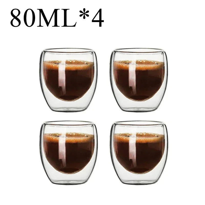 2-18PCS Double Wall High Borosilict Glass Hrnky na hrnečky na rejnoky, čaj, kávu, mléko a džusy, dárková sada nápojového zboží Creative Bar