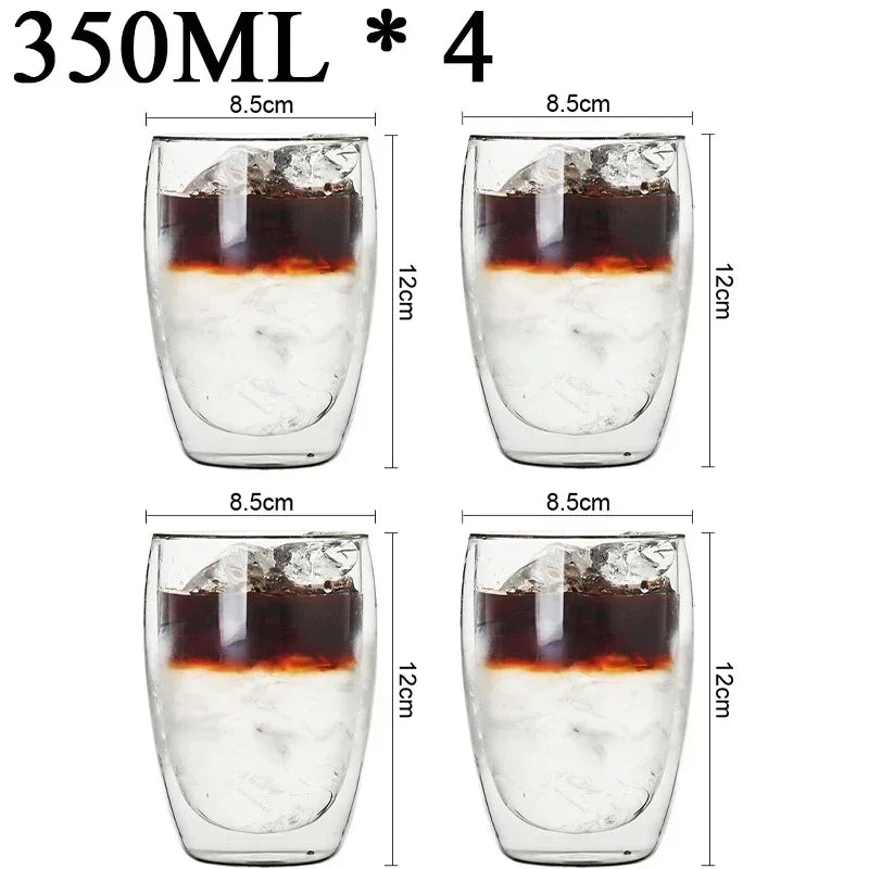 2-18PCS Double Wall High Borosilict Glass Hrnky na hrnečky na rejnoky, čaj, kávu, mléko a džusy, dárková sada nápojového zboží Creative Bar