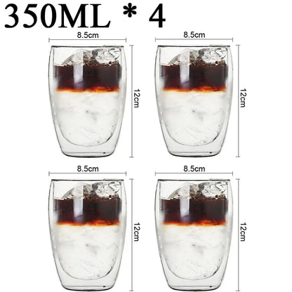 2-18PCS Double Wall High Borosilict Glass Hrnky na hrnečky na rejnoky, čaj, kávu, mléko a džusy, dárková sada nápojového zboží Creative Bar