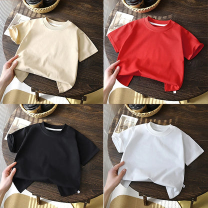 2-10Y Children’s Pure Cotton Short Sleeve Pullover T-Shirt – Baby Boys & Girls Summer Tops