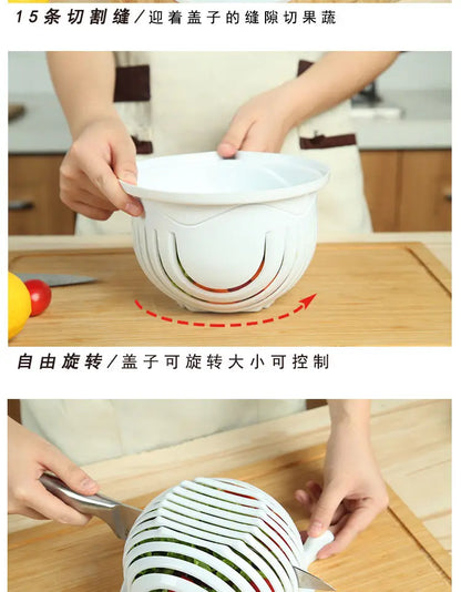 Zeleninový salát Chopper Bowl Multifunkční ovoce a zelenina Cutter, Slicer a Strainer pro kuchyni