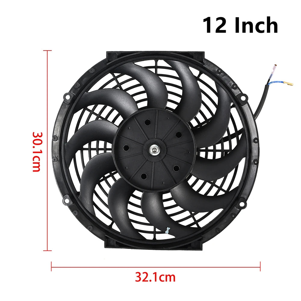 Univerzální 7/9/10/12/14/16 Inch 12V 80W Auto Radiátor Chlazení Fan Blade - elektrické klimatizace Ventilátor Kit 2100RPM